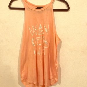 Coral Peach “Wanderlust” Halter Tank Top
